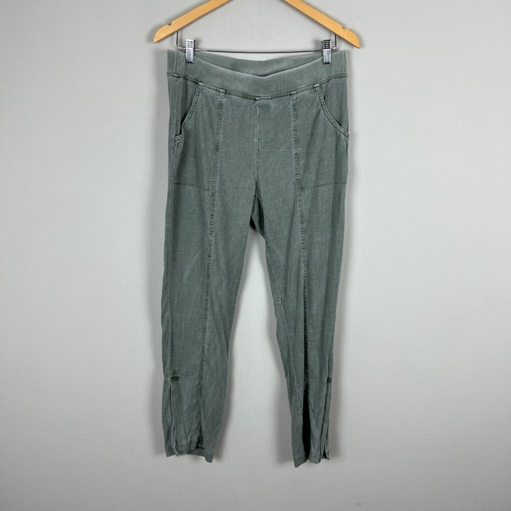 XCVI Pants Womens Large Green‎ Gino Ankle Slit Pull On Lyocell Cotton Pockets L